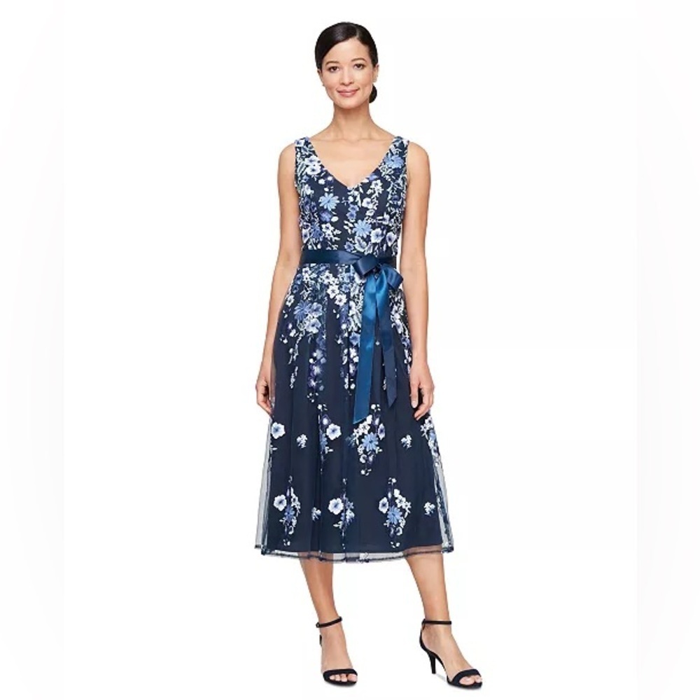 Alex Evenings G3 Women's Embroidered Midi Dress NWT SIZE 12